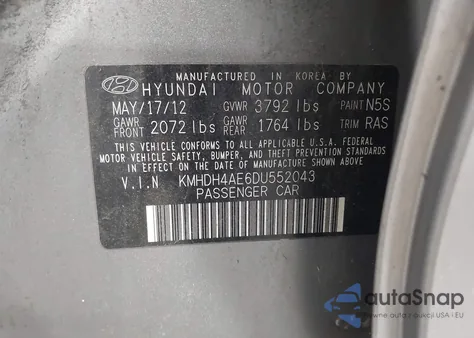 2013 Hyundai Elantra Gls z USA, uszkodzony, nr VIN KMHDH4AE6DU552043